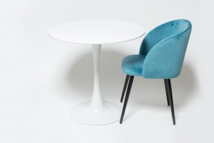 Стол Barneo T-3 Tulip style, MDF, H-75cm - круг диаметр 80см, RAL9003 белый, каркас RAL9003 белый