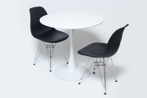 Стол Barneo T-3 Tulip style, MDF, H-75cm - круг диаметр 80см, RAL9003 белый, каркас RAL9003 белый