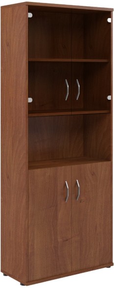 Шкаф комбинированный малыми стеклянными и глухими дверьми СТ-1.4 Орех Французcкий 770*365*1975